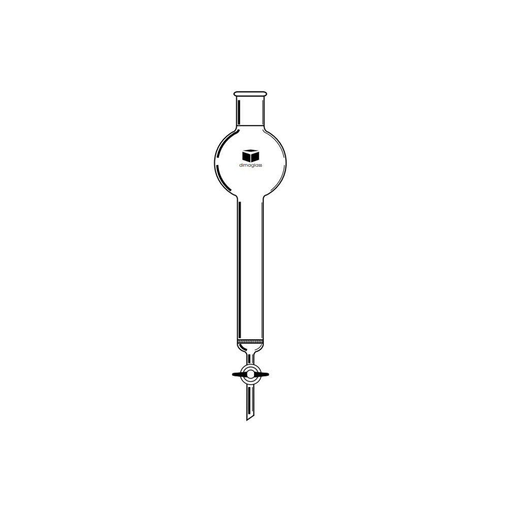 Chromatography Column, Teflon Stopcock, Fritted Disc, w/Reservoir 500 mL, 1.4 (35) x 8 (203) in.(mm), Joint Size 24/40