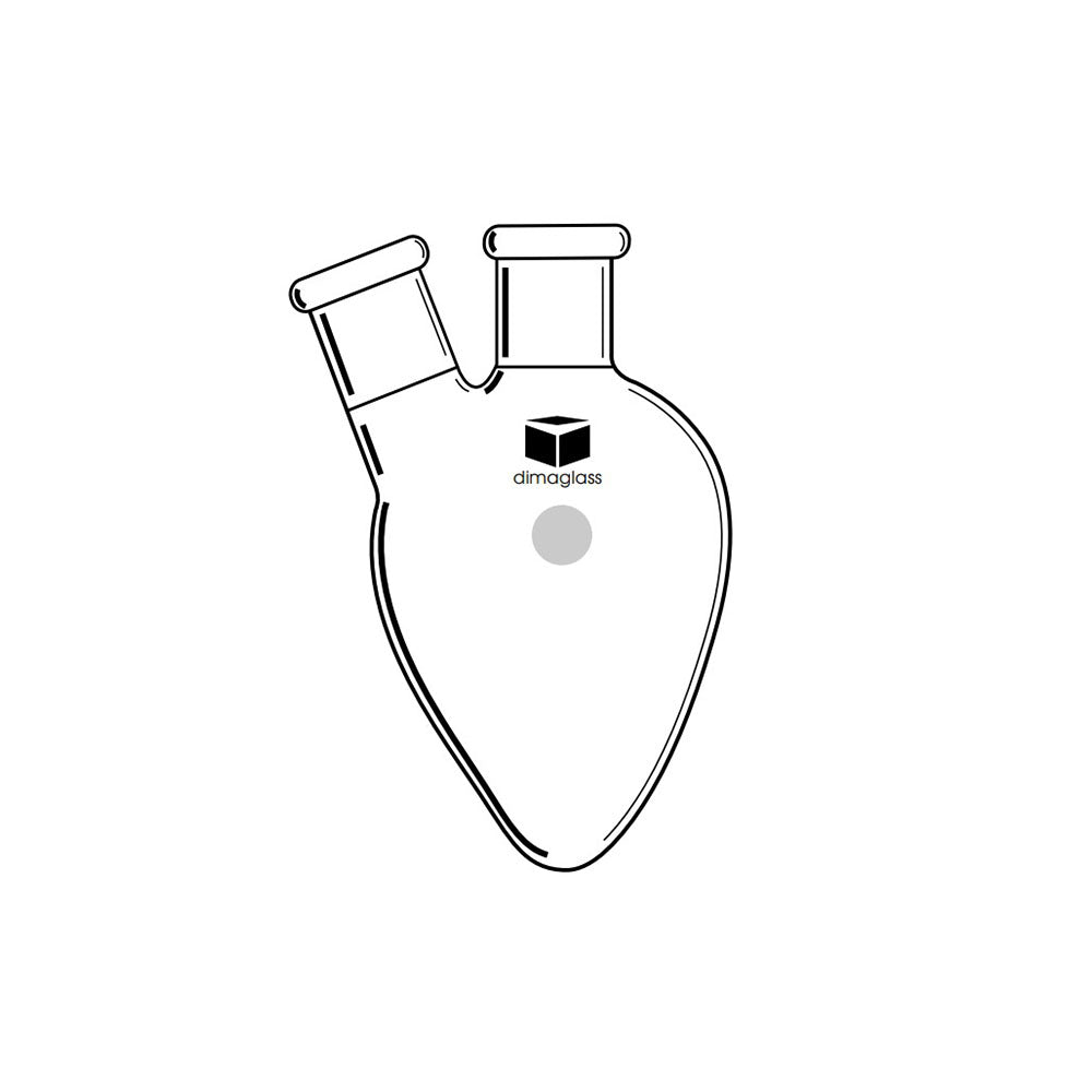 Flask,Two Neck, Pear Shaped Center 14/20, Side 14/20, 50 mL