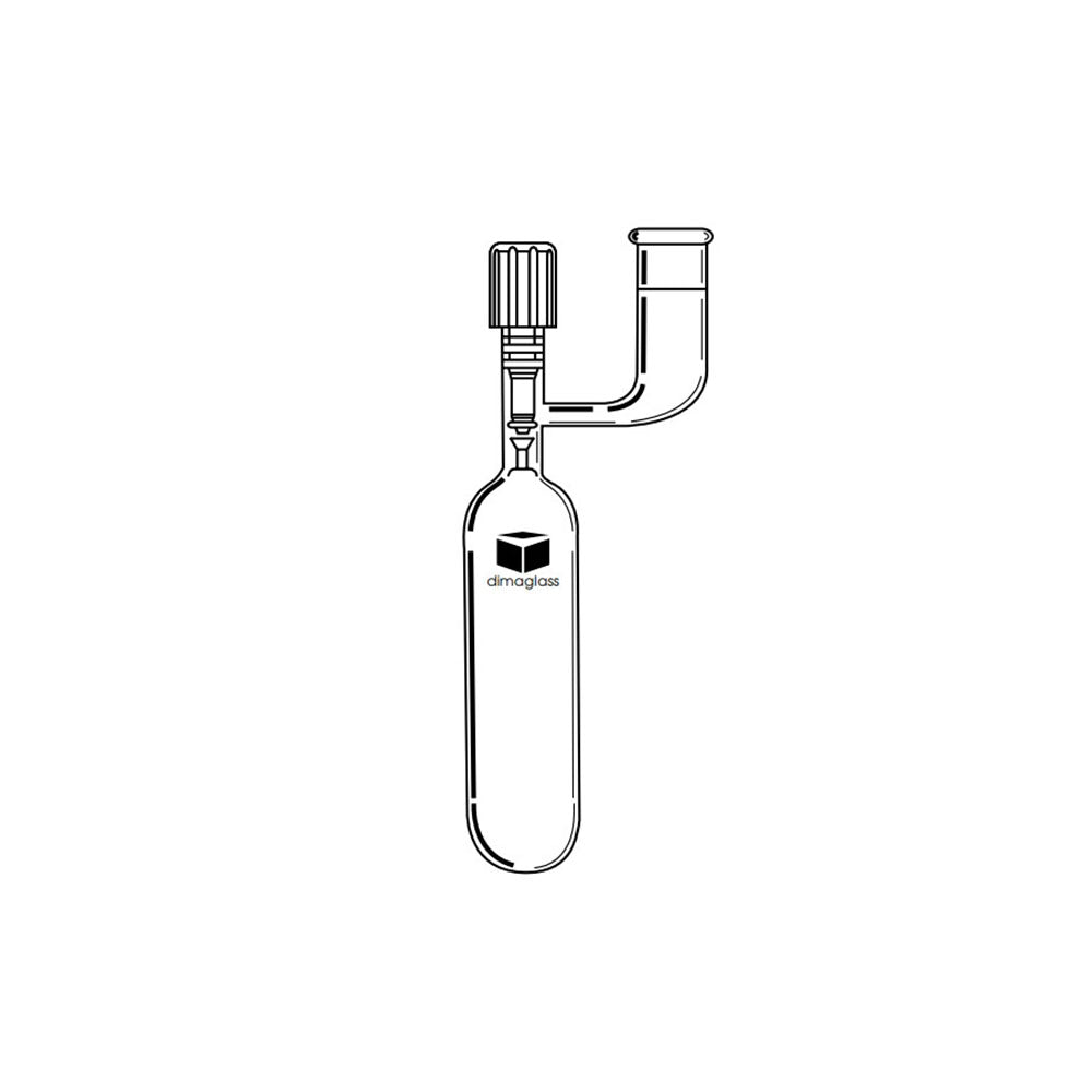 Flask, Reaction Tube,Standard High Vaccum Valve 14/20, 50 mL