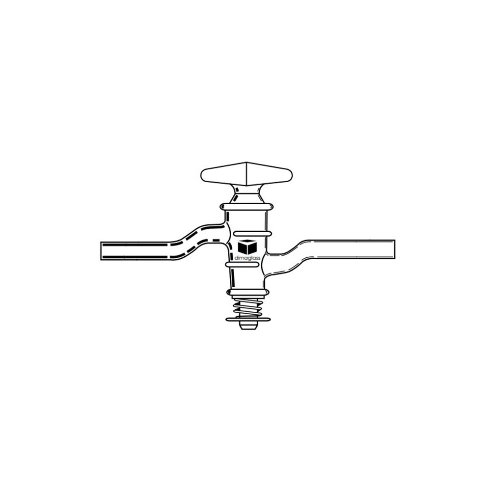 Stopcock, Single Oblique Bore, Glass 4mm Bore, 17.35/50 mm Plug