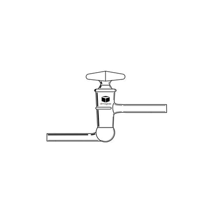 Stopcock, Glass, Hollow Plug, Offset, High Vacuum 4mm Bore, 17.35/50 mm Plug