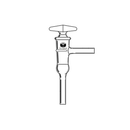 Stopcock, Glass, Hollow Plug, 90 Deg, High Vacuum 4mm Bore, 17.35/50 mm Plug