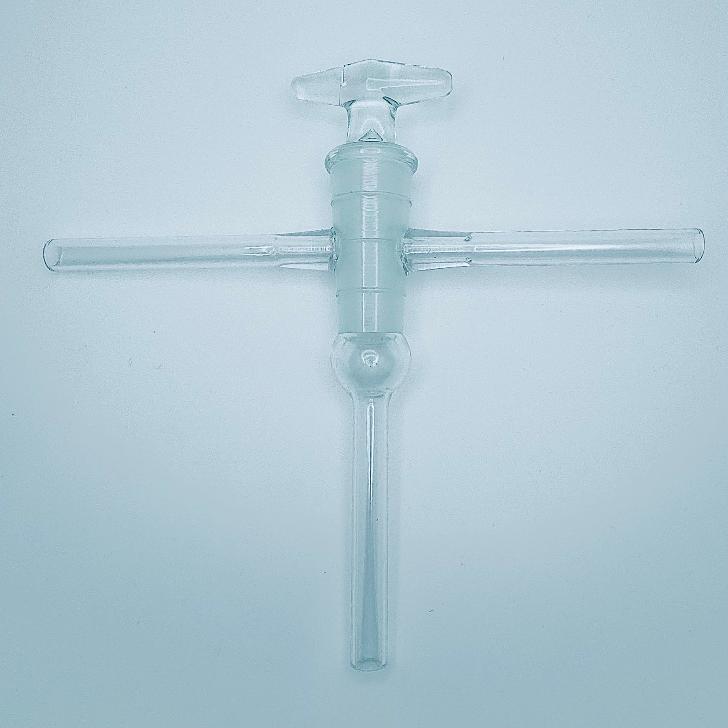 Stopcock, Glass, Hollow Plug, T-Type, High Vacuum 4mm Bore, 17.35/50 mm Plug