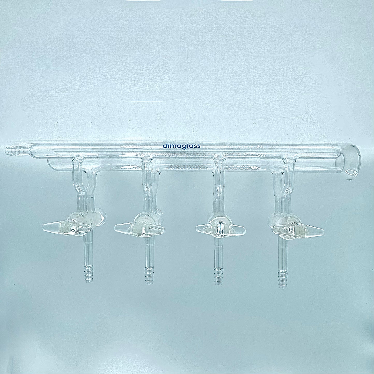 Manifold, Double, Hollow Glass Stopcocks, Right Hand Side, 35/20 Spherical Joints 4 Ports