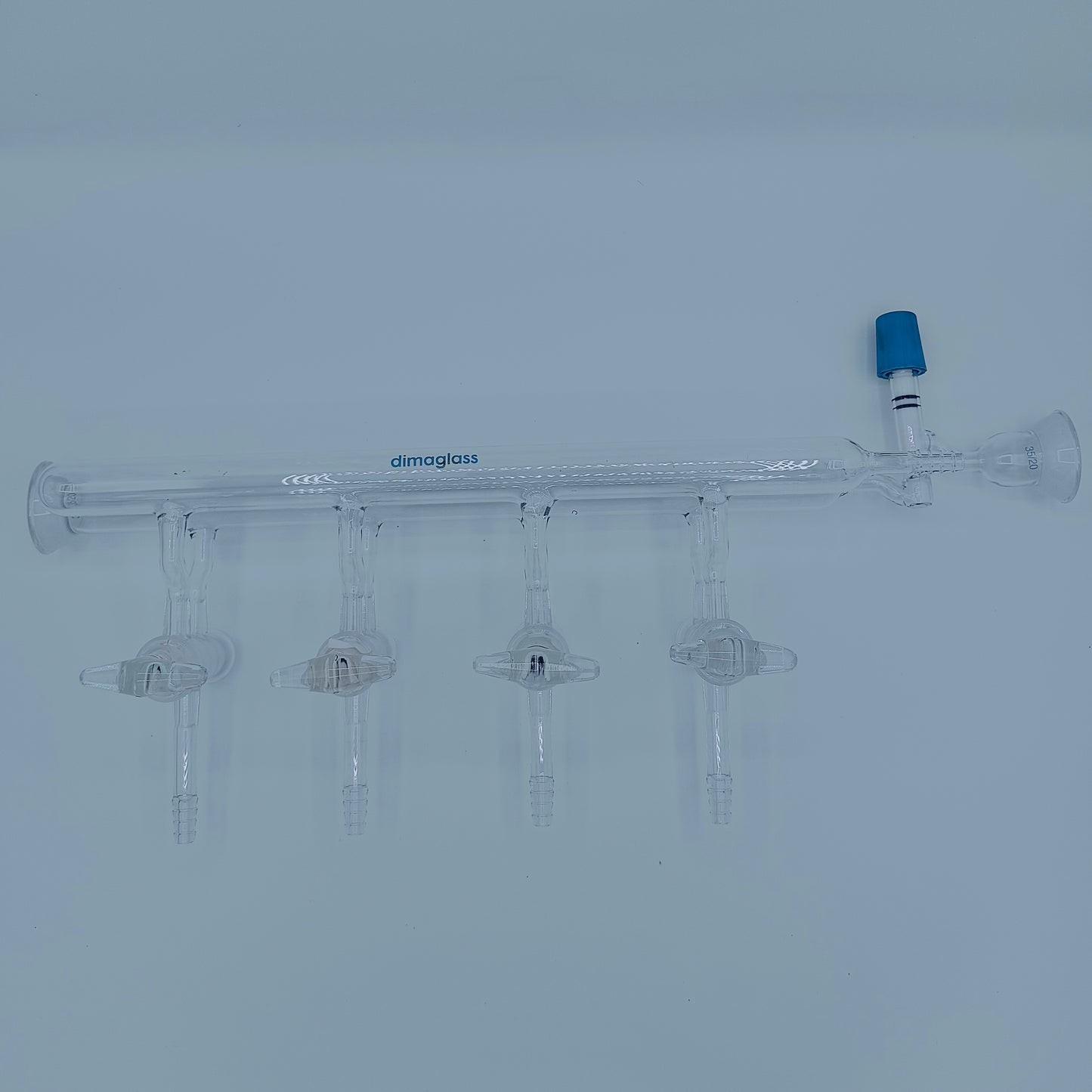 Manifold, Double, High Vacuum Valve and 35/20 Spherical Joint 4 Ports