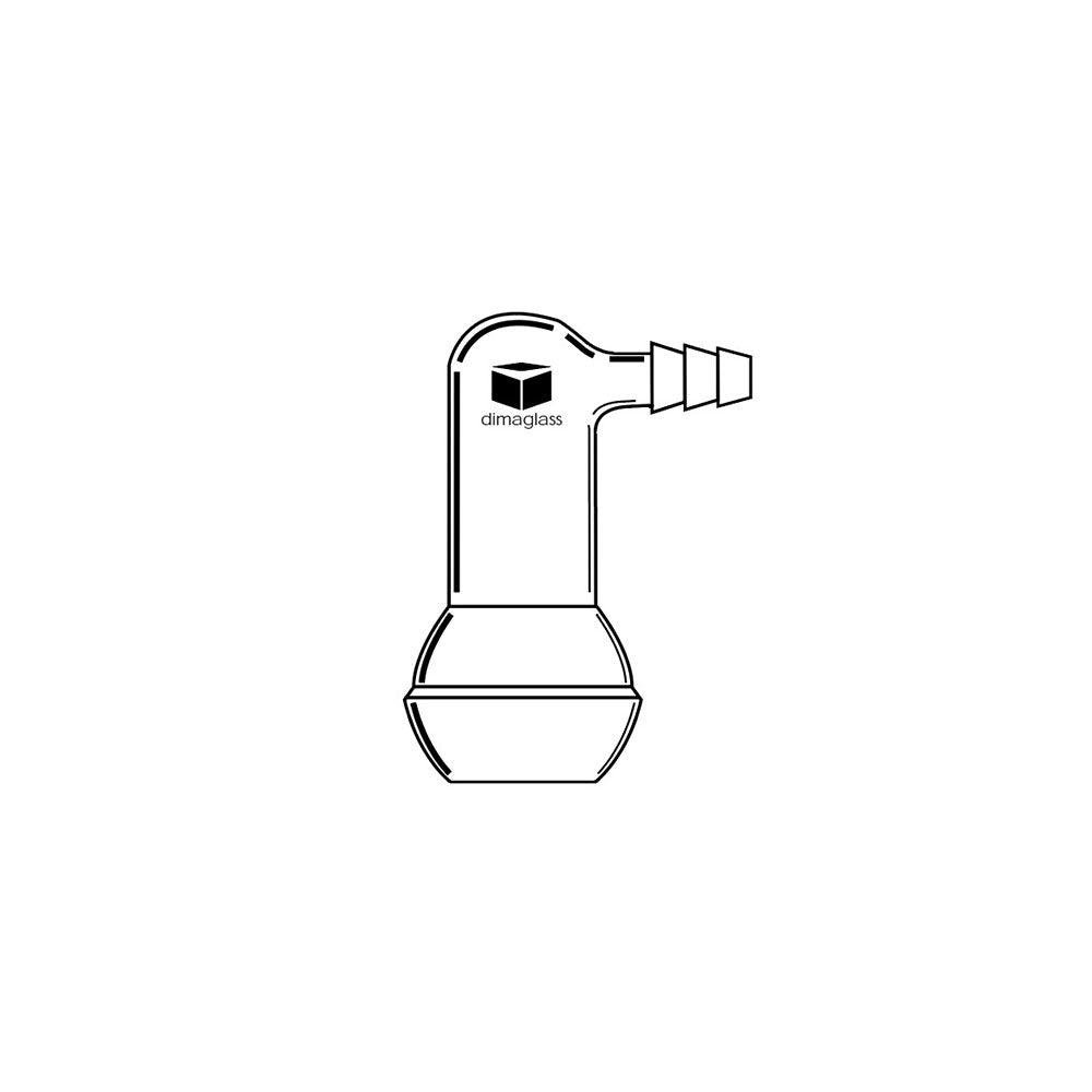 Adapter, Inlet, Ball Joint, 90 Deg 35/20 Ball Joint Size, 10 mm Hose O.D.