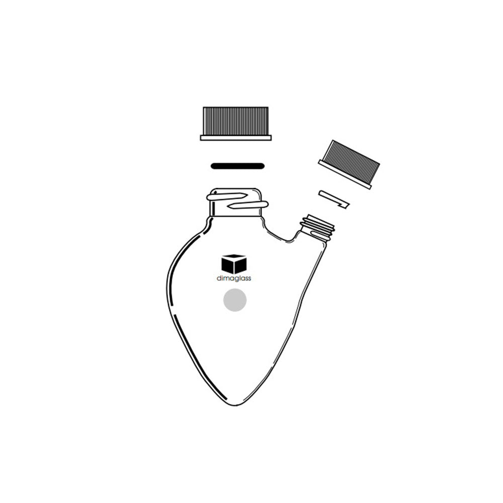 Flask, Pear Shape, 2-Neck Microscale, 14/10 Threaded, 25 mL