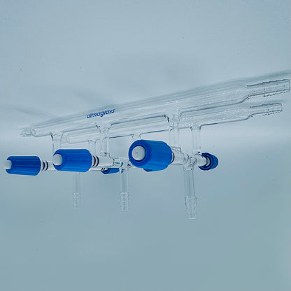 Manifold, Vacuum/Inert, Double, High Vaccum Valve,0-4mm Bore,Overall width 500mm, 5 Ports