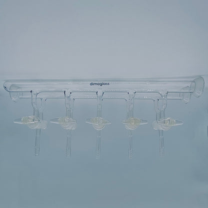 Manifold, Double, Hollow Glass Stopcocks, 35/20 Spherical Joints 3 Ports