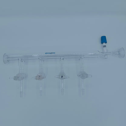 Manifold, Double, High Vacuum Valve and 35/20 Spherical Joint 4 Ports